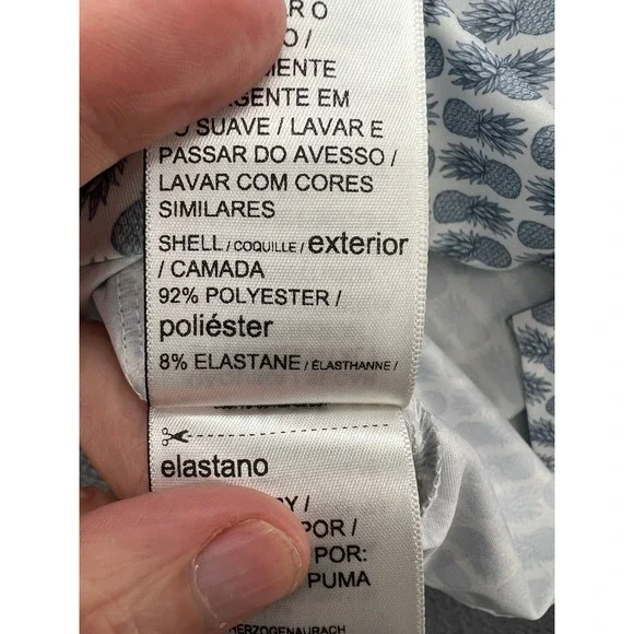 Puma Golf Polo Shirt Boys Large White Grey Pineapple Print Short Sleeve Logo - Picture 11 of 13